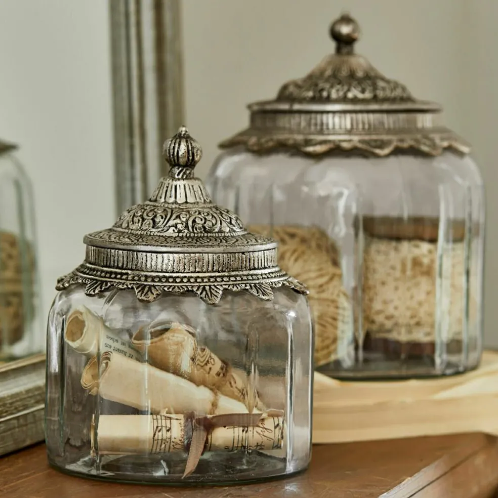 Lot de 2 bonbonnières en verre Laféline
