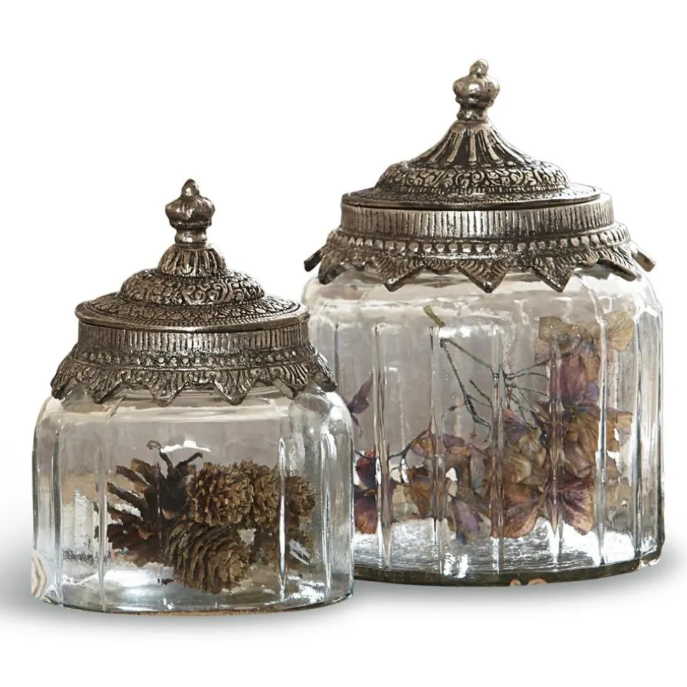 Lot de 2 bonbonnières en verre Laféline