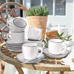 Lot de 6 tasses et soucoupes Biarré